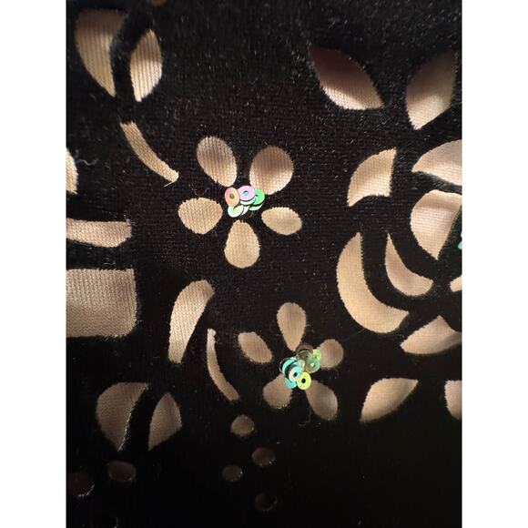 Componix Black Velvet Sleeveless Sheath Dress with Pink Lining Floral Size XL - Picture 5 of 7